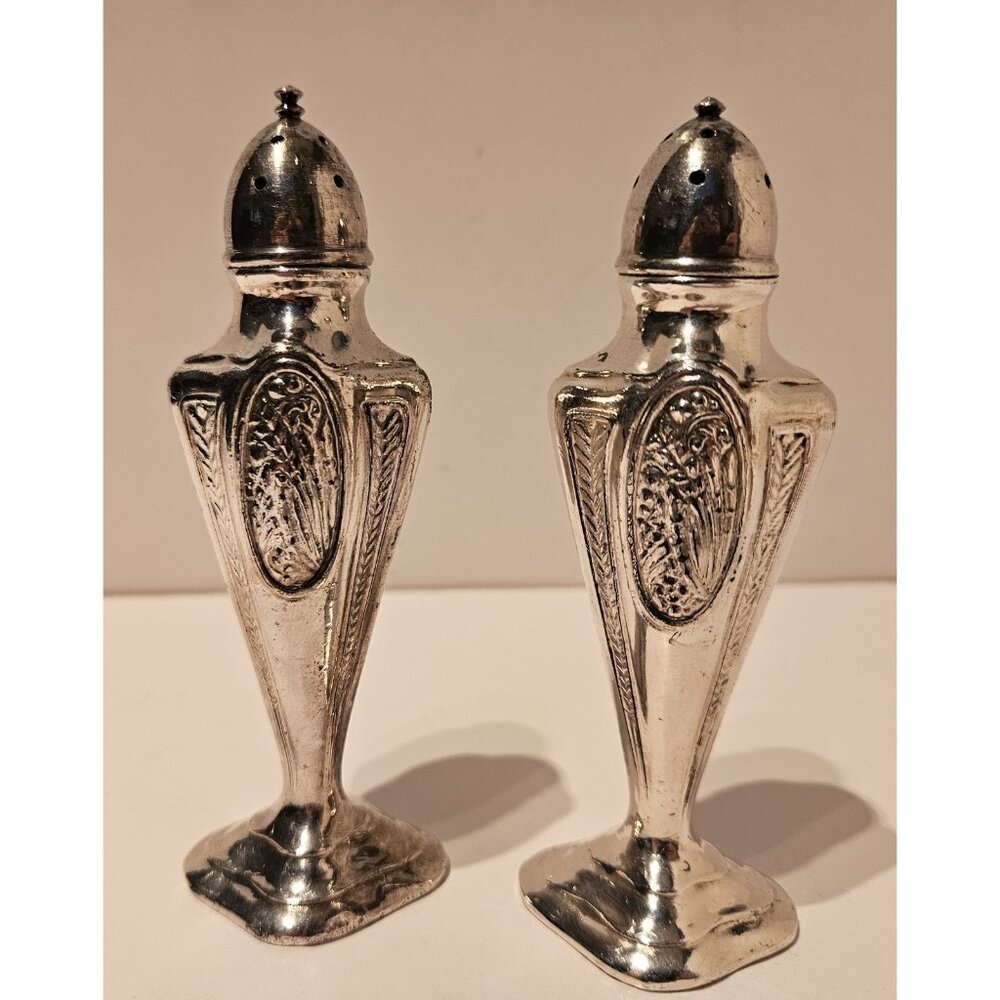 Vintage *SP Silver Plate Salt & Pepper Shakers 5" Tall